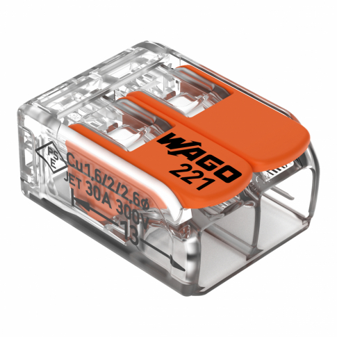 WAGO - SZYBKOZŁĄCZKA 2X0,5-6MM2 Z DZWIGNIAMI UNIWERSALNA COMPACT TRANSPARENTNA WAGO - 221-612