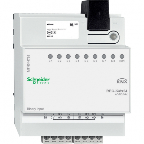 SCHNEIDER ELECTRIC - WEJŚCIE BINARNE REG-K 8X24, JASNO SZARE KNX  - MTN644792