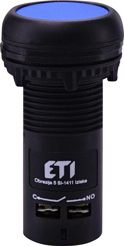 ETI - PRZYCISK KOMPAKTOWY Z GUZIKIEM KRYTYM, 1NO+1NC, NIEBIESKI ECF-11-B - 004771474