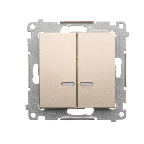 KONTAKT SIMON - Łącznik świecznikowy z podświetleniem LED i do wersji IP44 (moduł) 16AX, 250V~, zaciski śrubowe; złoty mat   *Posiada wkładkę DU1W - DW5ABL.01/44