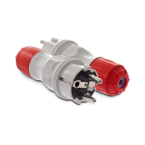 PLASTROL - WTYCZKA PROSTA 16A 250V 2P+Z UNI-SCHUKO IP54 SZARY-CZERWONY - WT-54 SZARO-CZERWONY EXTREM