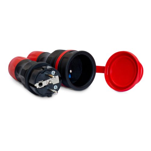 PLASTROL - ZESTAW INSTALACYJNY 16A GNIAZDO GN-54 + WTYCZKA WT-54 250V IP54 CZARNO-CZERWONY EXTREM. - ZWG-54 CZARNO-CZERWONY EXTREM