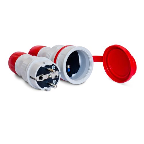 PLASTROL - ZESTAW INSTALACYJNY 16A GNIAZDO GN-54 + WTYCZKA WT-54 250V IP54 SZARY -CZERWONY EXTREM - ZWG-54 SZARO-CZERWONY EXTREM