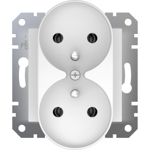 SCHNEIDER ELECTRIC - GNIAZDO PODWÓJNE Z UZIEMIENIEM 2X2P+Z BEZ RAMKI ZACISKI ŚRUBOWE 16A 250V BIAŁY ASFORA - EPH9810221