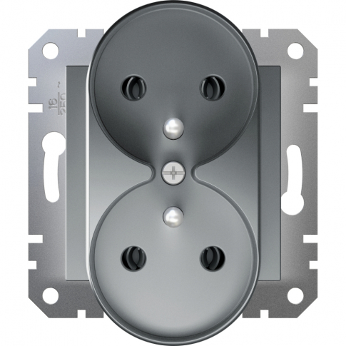 SCHNEIDER ELECTRIC - GNIAZDO 2x2P+PE do systemu ramkowego, stal - EPH9810262
