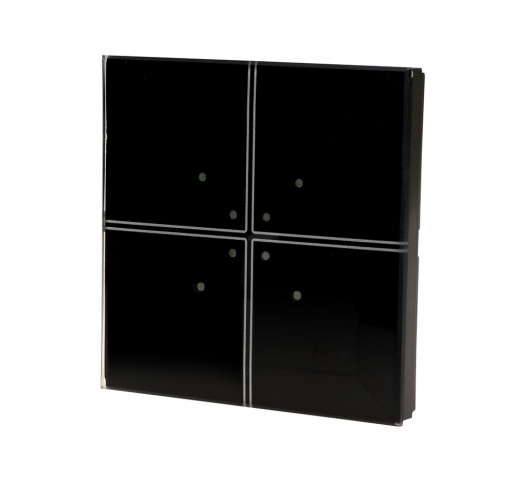 F&F - Szklany przycisk dotykowy do automatyki domowej dowolnego producenta 24V, czarny - GS4-DC-B