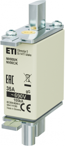 ETI - WKŁADKA TOPIKOWA NH - ZWŁOCZNA / Z WYBIJAKIEM NH000/K GG 35A/690V - 004111180
