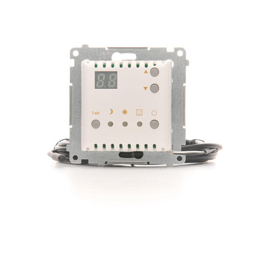 KONTAKT SIMON - Regulator temperatury z wyświetlaczem z czujnikiem zewnętrznym (moduł) 16(2) A, 230V~; biały  *W komplecie czujnik zewnętrzny (sonda) - DTRNSZ.01/11