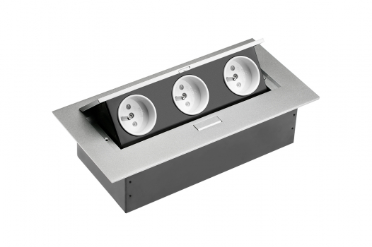 GTV - PRZEDŁUŻACZ BIURKOWY 3X GNIAZDO Z UZIEMIENIEM, ALUMINIUM. - AE-PB03GU-53
