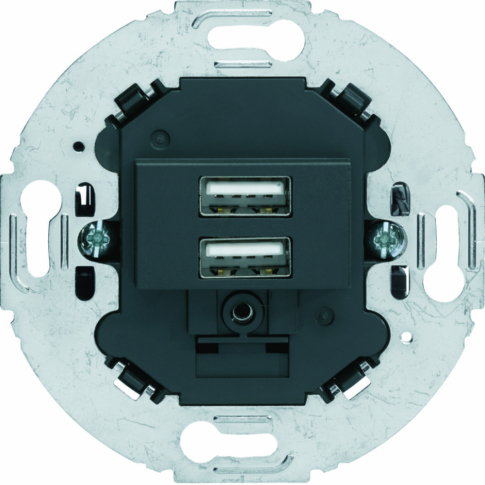 HAGER - Mechanizm gniazda USB ładowania do serii obrotowych, 3.0 A 230 V, antracyt, mat. - 260215