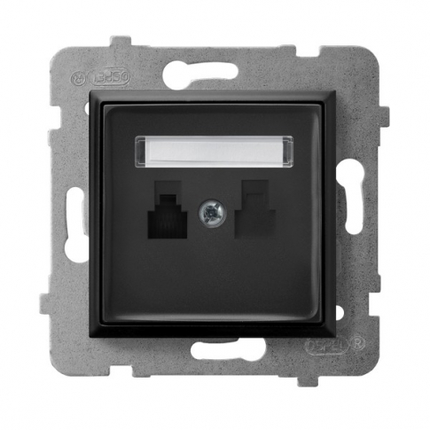 OSPEL - GNIAZDO TELEFONICZNE POJEDYNCZE CZARNY METALIK ARIA - GPT-1U/m/33