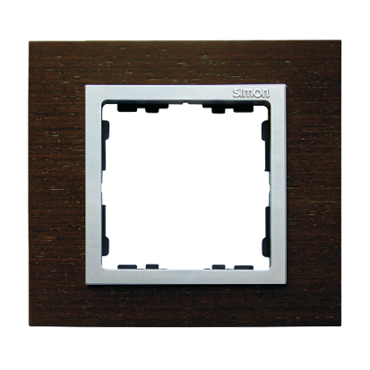 KONTAKT SIMON - Ramka 1-krotna Nature-drewno, Wenge / pierścień aluminium mat - 82917-65