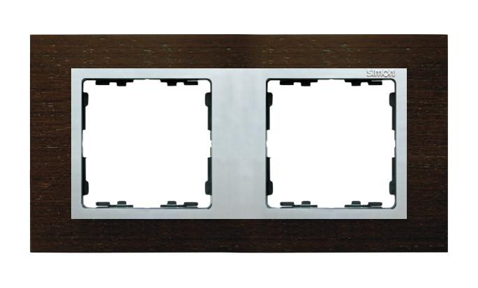 KONTAKT SIMON - Ramka 2-krotna Nature-drewno, Wenge / pierścień aluminium mat - 82927-65