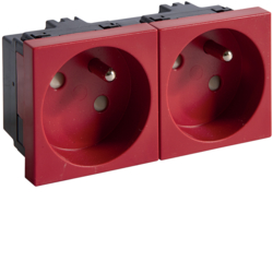 HAGER - GNIAZDO 2X POJEDYNCZE Z UZIEMIENIEM 33° 45x45mm bezhalogenowe czerwone tehalit.GB-EG . - EER2333020