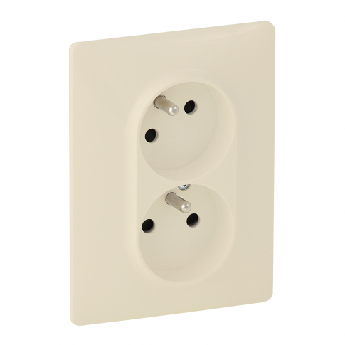 LEGRAND - GNIAZDO PODWÓJNE Z UZIEMIENIEM 2X2P+Z ZACISKI AUTOMATYCZNE KOMPLETNE 16A 250V KREMOWY VALENA LIFE - 753287