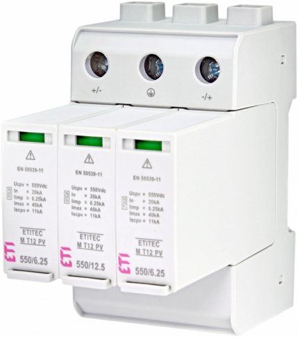 ETI - OGRANICZNIK PRZEPIĘĆ DC T1, T2 (B, C) - DO SYSTEMÓW PV ETITEC M T12 PV 1100/12,5 Y - 002440511