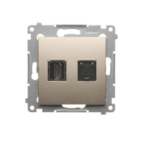 KONTAKT SIMON - Gniazdo HDMI + RJ45 kat.6. (moduł); złoty mat - DGHRJ45.01/44