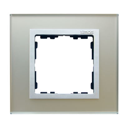 KONTAKT SIMON - Ramka 1-krotna Nature-szkło, Srebrna / pierścień aluminium mat - 82917-62