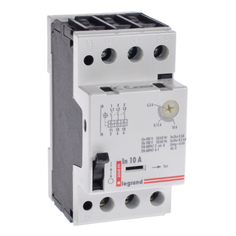 LEGRAND - WYŁĄCZNIK SILNIKOWY ZAKRES 6.3-10A AC3 3 BIEGUNY WYZWALANIE TERMOMAGNETYCZNE M250 - 606809