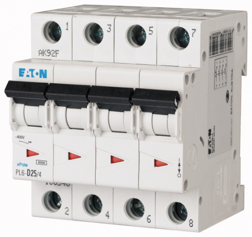 EATON - Wyłącznik nadprądowy 6kA PL6-C25/4. - 166523