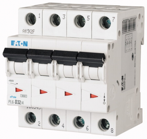 EATON - Wyłącznik nadprądowy 6kA PL6-C32/4. - 166526