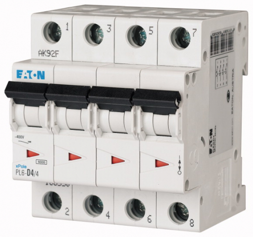 EATON - Wyłącznik nadprądowy 6kA PL6-C4/4. - 166527