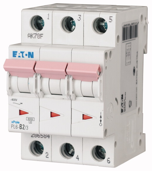 EATON - WYŁĄCZNIK NADPRĄDOWY B 2A 3 POLOWY PL6-B2/3 - 286584