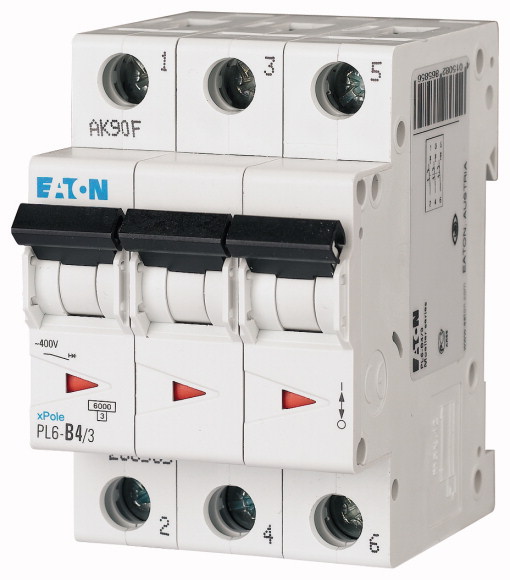 EATON - WYŁĄCZNIK NADPRĄDOWY B 4A 3 BIEGUNY PL6-B4/3 - 286585