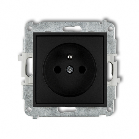 KARLIK - GNIAZDO POJEDYŃCZE Z UZIEMIENIEM Z PRZESŁONAMI 2P+Z IP 20, 16A 250V~ CZARNY MAT MINI - 12MGP-1zp