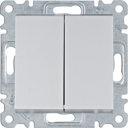 HAGER - ŁĄCZNIK SCHODOWY PODWÓJNY ZACISKI ŚRUBOWE 10AX 250V SREBRNY LUMINA - WL0052