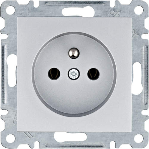 HAGER - GNIAZDO POJEDYNCZE Z UZIEMIENIEM 2P+Z ZACISKI ŚRUBOWE 16A 250V SREBRNY LUMINA INTENSE - WL1022