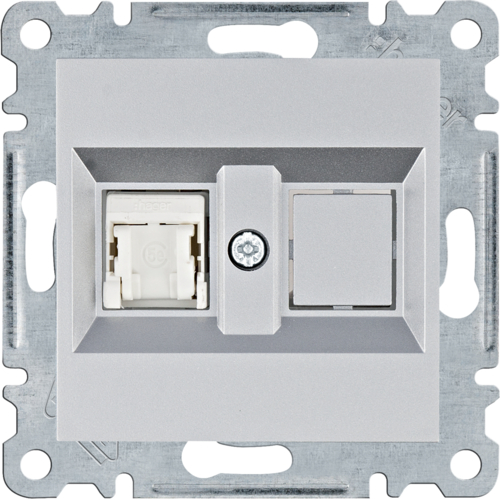 HAGER - GNIAZDO KOMPUTEROWE POJEDYNCZE RJ45 KAT. 5E UTP SREBRNY LUMINA INTENSE - WL2112