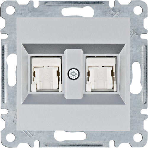 HAGER - GNIAZDO KOMPUTEROWE PODWÓJNE 2XRJ45 KAT. 5E UTP SREBRNY LUMINA INTENSE - WL2122