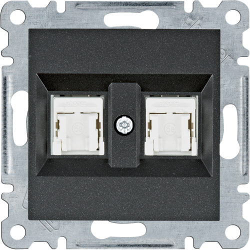 HAGER - GNIAZDO KOMPUTEROWE PODWÓJNE 2XRJ45 KAT. 5E UTP CZARNY LUMINA INTENSE - WL2123