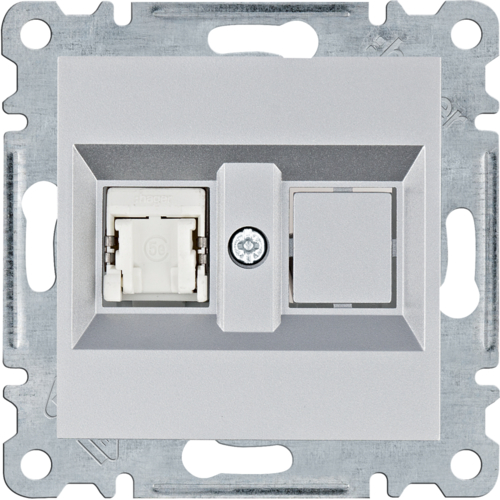 HAGER - GNIAZDO KOMPUTEROWE POJEDYNCZE RJ45 KAT. 5E FTP SREBRNY LUMINA - WL2132
