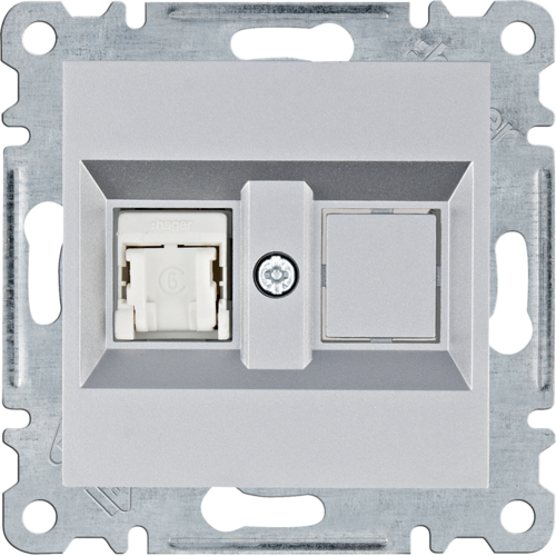 HAGER - lumina Gniazdo komputerowe pojedyczne RJ45 kat.6 UTP, srebrny - WL2152