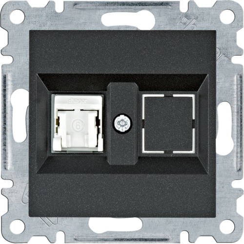 HAGER - GNIAZDO KOMPUTEROWE POJEDYNCZE RJ45 KAT. 6 UTP CZARNY LUMINA - WL2153