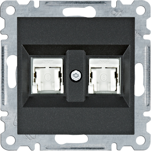 HAGER - lumina Gniazdo komputerowe podwójne RJ45 kat.6 UTP, czarny - WL2163