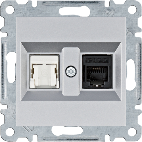 HAGER - lumina Gniazdo RJ11/12 + RJ45, srebrny - WL2212