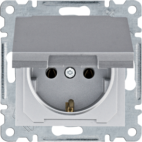 HAGER - lumina Gniazdo SCHUKO z pokrywą, srebrny - WL1152