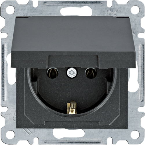 HAGER - lumina Gniazdo SCHUKO z pokrywą, czarny - WL1153