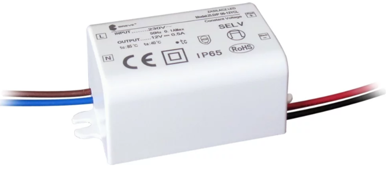 BREVE - ZASILACZ LED MONTAŻOWY IP65 ZLDP 06-12YCL 230/12V DC 6W 0,5A - 19712-9035