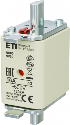 ETI - WKŁADKA TOPIKOWA NH - ZWŁOCZNA / KOMBI NH00 GG 16A/500V - 004182205