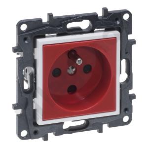 LEGRAND - GNIAZDO POJEDYNCZE Z UZIEMIENIEM DATA 2P+Z BLOKOWANE ZACISKI AUTOMATYCZNE 16A 230V CZERWONY NILOE STEP - 863031