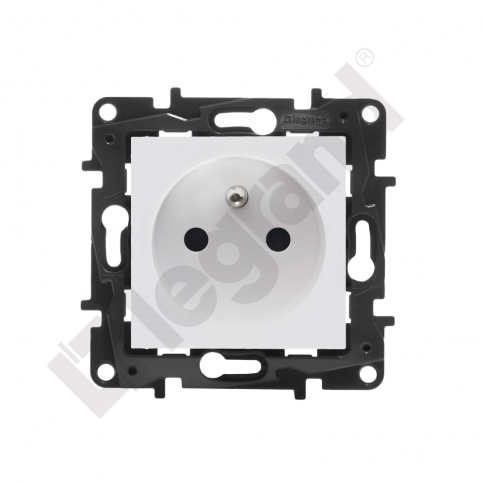 LEGRAND - GNIAZDO POJEDYNCZE Z UZIEMIENIEM 2P+Z Z PRZESŁONĄ ZACISKI AUTOMATYCZNE 16A 250V BIAŁY NILOE STEP - 863133