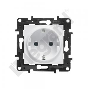 LEGRAND - GNIAZDO POJEDYNCZE Z UZIEMIENIEM 2P+Z SCHUKO Z PRZESŁONĄ ZACISKI AUTOMATYCZNE BIAŁY NILOE STEP - 863120