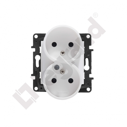 LEGRAND - GNIAZDO PODWÓJNE 2X2P DO RAMEK WIELOKROTNYCH ZACISKI ŚRUBOWE 16A 230V BIAŁY NILOE STEP - 863132