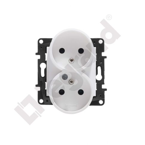 LEGRAND - GNIAZDO PODWÓJNE Z UZIEMIENIEM 2X2P Z PRZESŁONĄ DO RAMEK WIELOKROTNYCH ZACISKI ŚRUBOWE 16A 230V BIAŁY NILOE STEP - 863134
