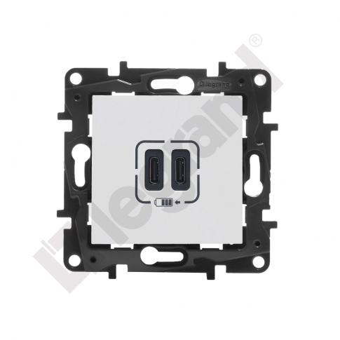 LEGRAND - GNIAZDO PODWÓJNE USB TYP C+C 3A BIAŁY NILOE STEP - 863139