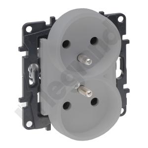 LEGRAND - GNIAZDO PODWÓJNE Z UZIEMIENIEM 2X2P+Z ZACISKI ŚRUBOWE 16A 230V ALUMINIUM NILOE STEP - 863332